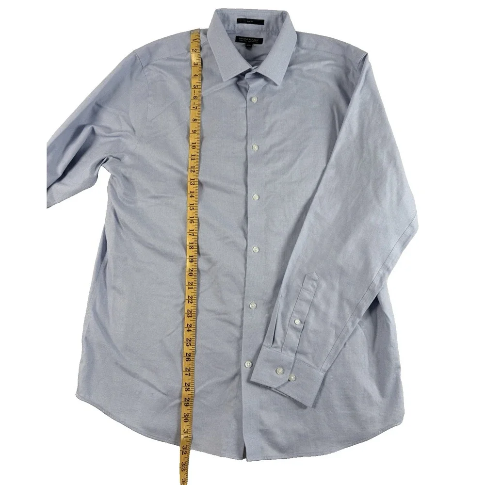 Banana Republic Slim Fit Shirt‎ Mens Sz XL X-Large Solid Blue Button Up
